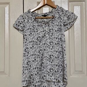Floral Navy and White Women's Top